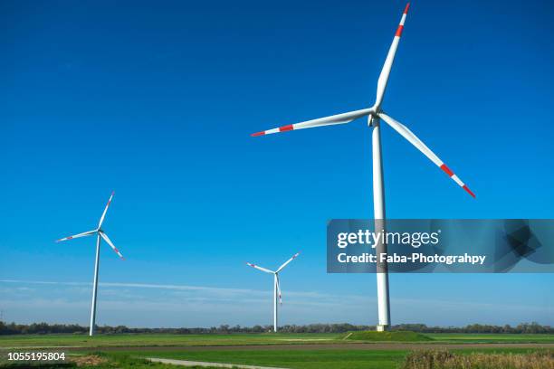 wind turbines on grassy field - cuxhaven stock-fotos und bilder