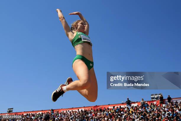 Sophie Meredith of Ireland competes in Women's Long Jump Stage 2 during day 8 of Buenos Aires 2018 Youth Olympic Games at Youth Olympic Park Villa...