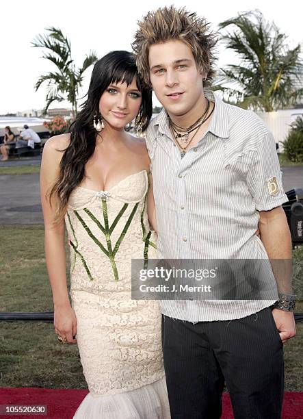 Ashlee Simpson and Ryan Cabrera during 2004 MTV Video Music Awards - MTV News Arrivals at American Airlines Arena in Miami, Florida, United States.