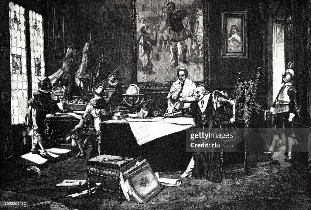 Cardinal Richelieu during the siege of La Rochelle