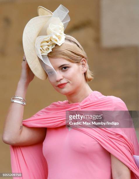 Pixie Geldof attends the wedding of Princess Eugenie of York and Jack Brooksbank at St George's Chapel on October 12, 2018 in Windsor, England.