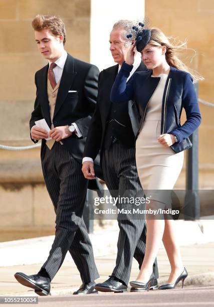 Charles Armstrong-Jones, Viscount Linley, David Armstrong-Jones, 2nd Earl of Snowdon and Lady Margarita Armstrong-Jones attend the wedding of...