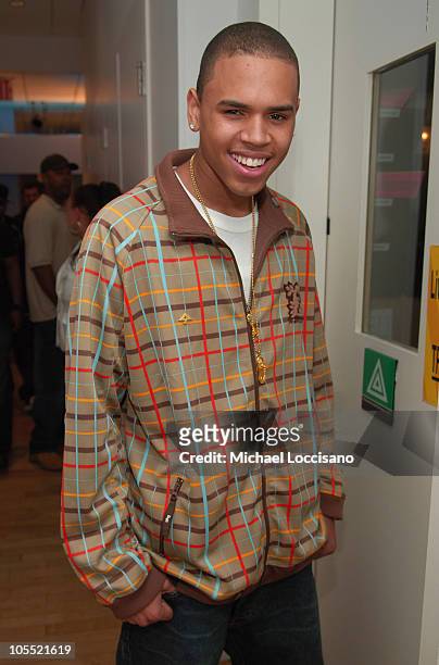 Chris Brown during Twista and Chris Brown Visit MTV's "TRL" - October 4, 2005 at MTV Studios - Times Square in New York City, New York, United States.
