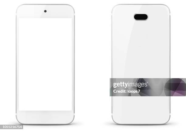 modern smartphone front and rear view - general stock illustrations