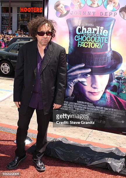 Tim Burton during "Charlie and the Chocolate Factory" Los Angeles Premiere - Arrivals at Chinese Theatre in Hollywood, California, United States.