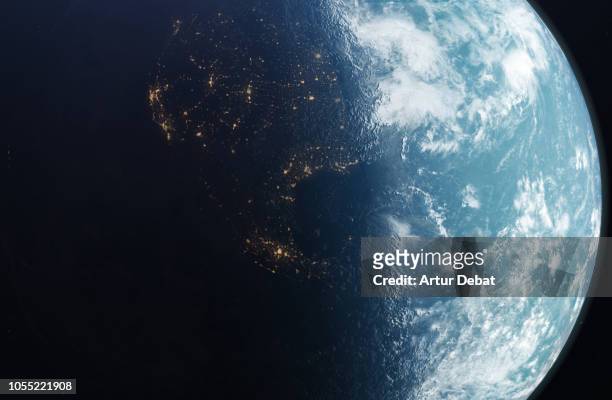 the planet earth taken from the outer space. - american born stock pictures, royalty-free photos & images
