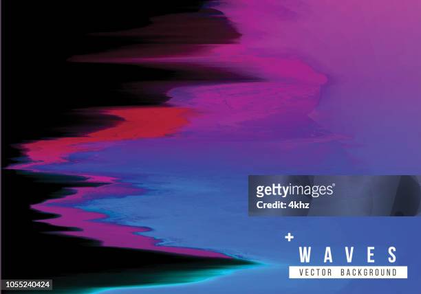 dunkel lila wellen digital glitch abstrakt grunge hintergrund - verzerrt stock-grafiken, -clipart, -cartoons und -symbole