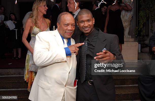 Quincy Jones and Usher during Usher Hosts a Fundraiser for His New Look Foundation at Capitale in New York City, New York, United States.