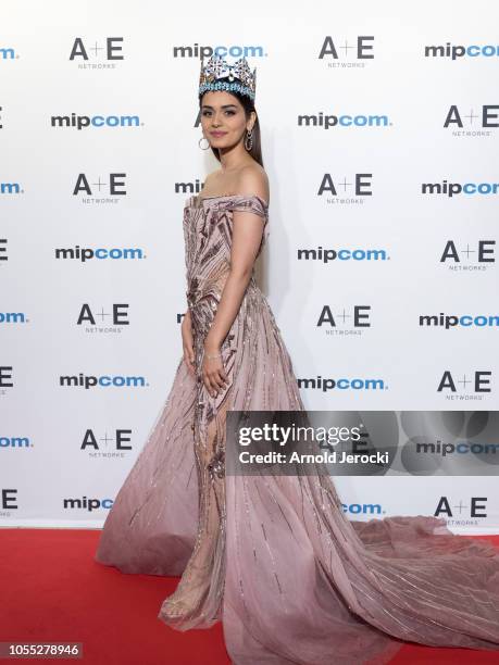 Manushi Chhillar attends the opening ceremony red carpet of the MIPCOM 2018 on October 15, 2018 in Cannes, France.