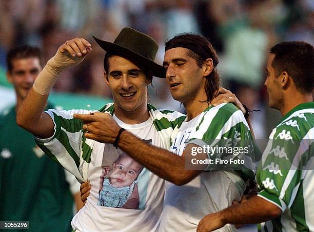 Amato and Gaston Casas celebrate during the Primera Liga match played between Real Betis and Las Palmas at Manuel Ruiz de Lopera Stadium, Seville...