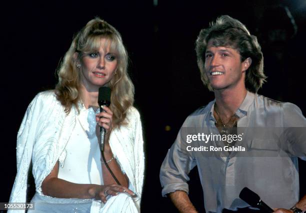 Olivia Newton John and Andy Gibb during Taping of "Hollywood Nights" with Olivia Newton-John and Andy Gibb at ABC Entertainment Center in Los...