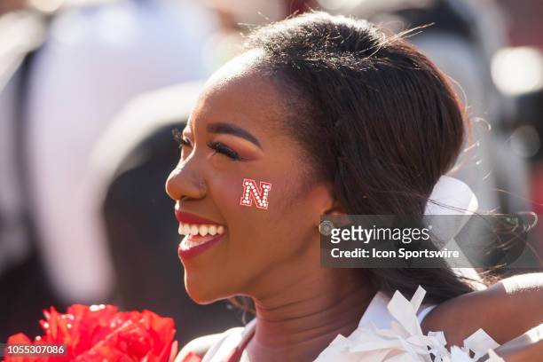 Nebraska Cheerleader smiles to the fans during the game between the Bethune-Cookman Wildcats and the Nebraska Cornhuskers on Saturday October 27,...