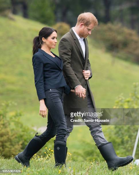 Meghan, Duchess of Sussex and Prince Harry, Duke of Sussex visit the North Shore to dedicate a 20-hectare area of native bush to The Queen's...