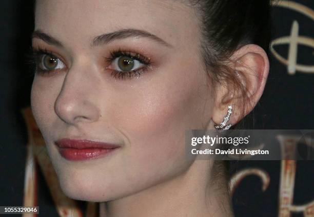 Mackenzie Foy, earring detail, attends the premiere of Disney's 'Nutcracker and the Four Realms' at the Ray Dolby Ballroom on October 29, 2018 in...