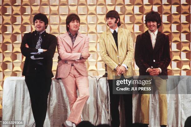 This photo taken on June 29, 1966 shows members of the British band The Beatles, Paul McCartney, John Lennon, Ringo Starr and George Harrison,...