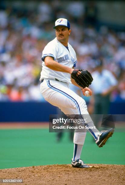 David Wells of the Toronto Blue Jays pitches during an Major League Baseball game circa 1990 at Exhibition Stadium in Toronto, Ontario. Wells played...