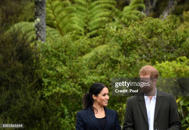 Meghan, Duchess of Sussex and Prince Harry, Duke of Sussex visit the North Shore to dedicate a 20-hectare area of native bush to The Queen's...