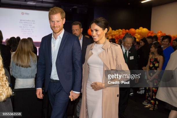 Prince Harry, Duke of Sussex and Meghan, Duchess of Sussex attend Pillars, a charity operating across New Zealand that supports children who have a...