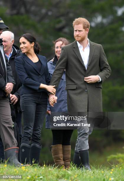 Prince Harry, Duke of Sussex and Meghan, Duchess of Sussex visit the North Shore to dedicate a 20-hectare area of native bush to The Queen's...