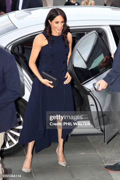 Meghan, Britain's Duchess of Sussex arrives at the Auckland War Memorial Museum for a reception hosted by New Zealand's Prime Minister Jacinda Ardern...