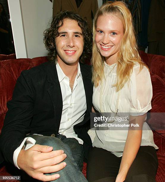 Josh Groban and January Jones during Opening Party for the BCBG Max Azria Flagship Store - August 18, 2005 at BCBG Max Azria flagship storeThe Regent...