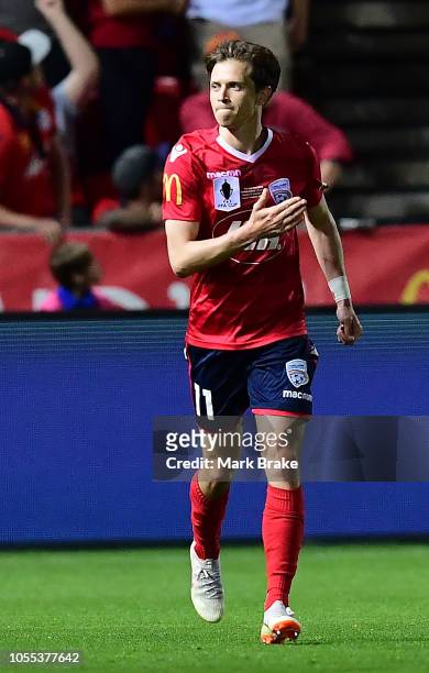 Craig Goodwin of Adelaide United celebrates after scoring his teams second goal during the FFA Cup Final match between Adelaide United and Sydney FC...