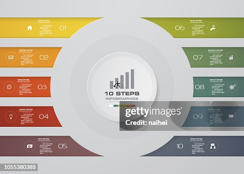 Modernized Step Graph Modern 10 Steps Presentation Chart Eps 10 High-Res Vector Graphic ...