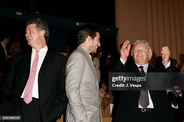 John Madden, Jake Gyllenhaal and Anthony Hopkins during 2005 Venice Film Festival - "Proof" Premiere - Inside at Palazzo del Cinema in Venice Lido,...