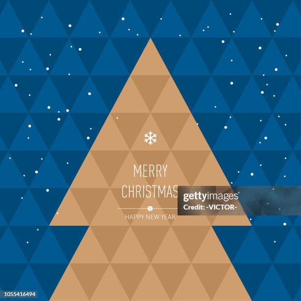 greeting card - geometric christmas tree illustration series - polygon illustration christmas stock illustrations