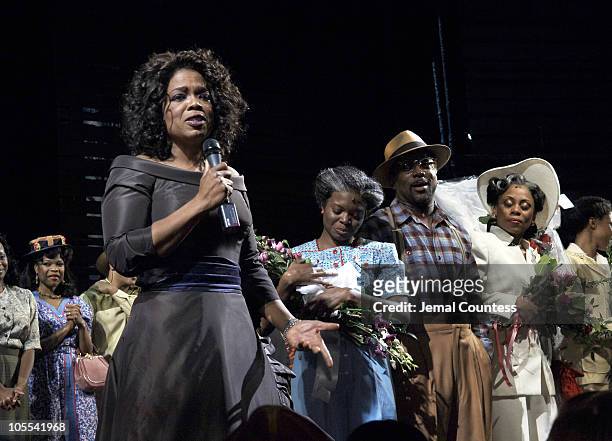 Oprah Winfrey and the broadway cast of "The Color Purple"