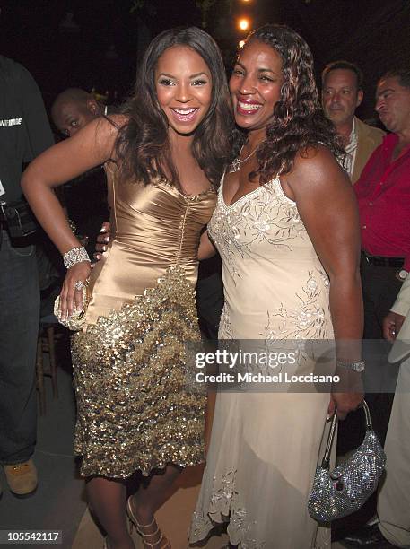 Ashanti and mother Tina Douglas during Olympus Fashion Week Spring 2006 - Badgley Mischka - Front Row and Backstage at 261 11th Ave. In New York...