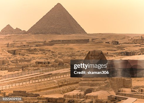 Phoenix Pyramids View Beautiful Sunset Landscape The Pyramids Of Giza And Sphinx High-Res ...