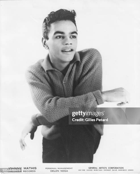 Promotional portrait of American singer Johnny Mathis, 1953.