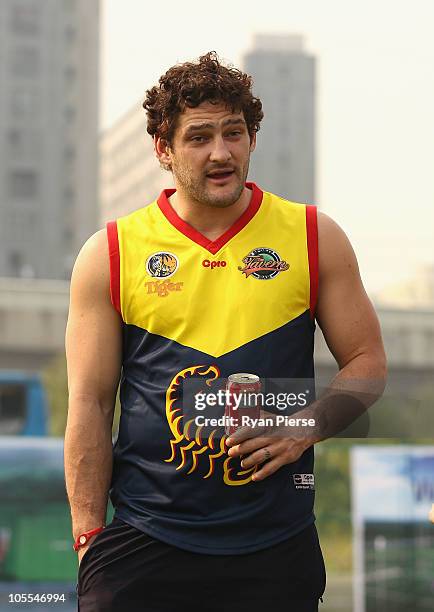 Brendan Fevola of the Lions wearing a Guangzhou Scorpions jumper looks on during the Asian Cup Tournament on October 16, 2010 in Shanghai, China. The...