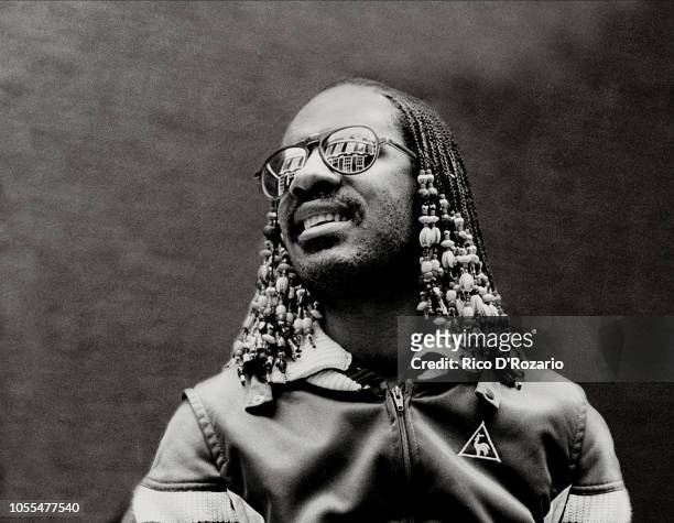Stevie Wonder, portrait at The Grand Hotel Amsterdam, Netherlands promoting the 'Hotter than July'album.