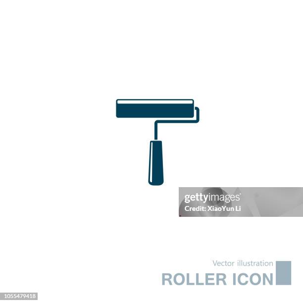 vector drawn roller - printing press logo stock illustrations
