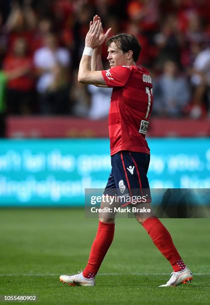 Craig Goodwin of Adelaide United claps the Adelaide United fans as he comes off the ground during the FFA Cup Final match between Adelaide United and...