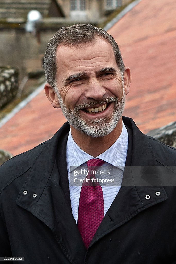 King Felipe Visits Santiago de Compostela's Cathedral After The Completion Of The Restauration