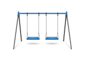 Realistic Detailed 3d Classic Outdoor Swing. Vector