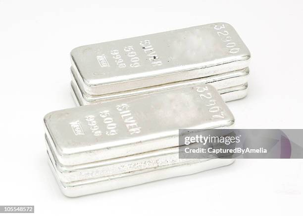 six ingots of silver - amelia gray stockfoto's en -beelden