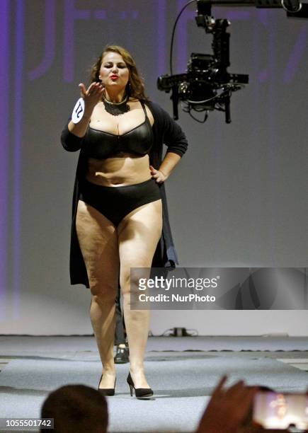 Participant performs on the stage during the &quot;Miss Ukraine Plus Size 2018&quot; beauty contest in Kiev, Ukraine, on 29 October 2018. The...