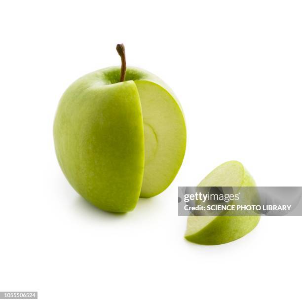 apple segment cut from apple - apple slice stock pictures, royalty-free photos & images