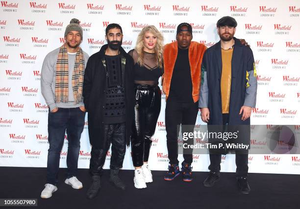 Ella Henderson and Rudimental attend Westfield London's 10th anniversary celebrations at Westfield White City on October 30, 2018 in London, England.