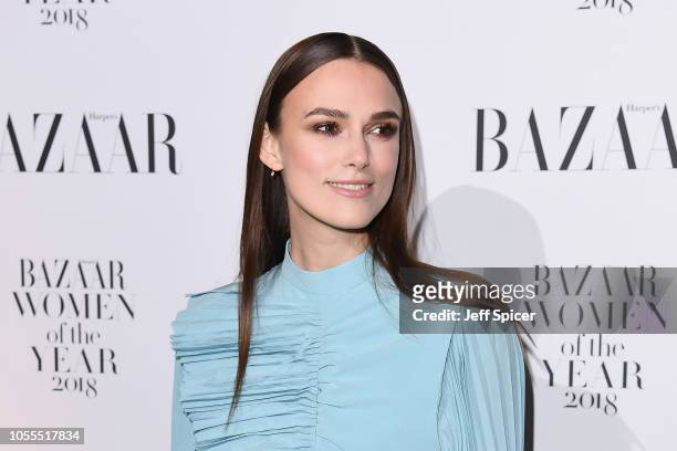 Keira Knightley attends the Harper's Bazaar Women of the Year Awards at The Ballroom of Claridges on October 30, 2018 in London, Englan