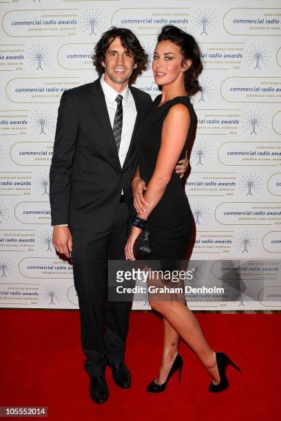 Andy Lee and Megan Gale arrive at the 2010 Australian Commercial Radio Awards at the Crown Palladium on October 16, 2010 in Melbourne, Australia.