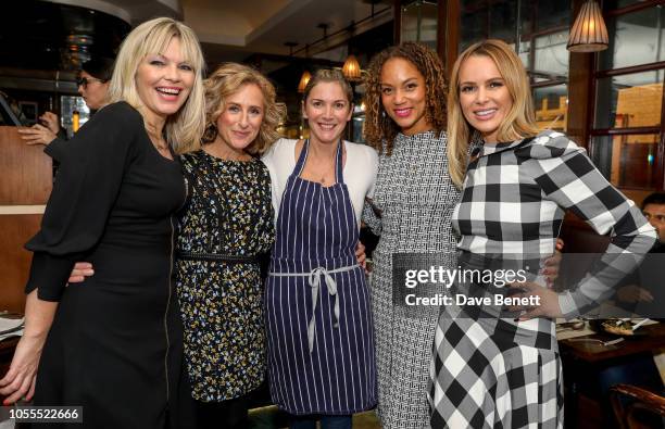 Kate Thornton, Nicola Stephenson, Lisa Faulkner, Angela Griffin and Amanda Holden attend Lisa Faulkner's Guest Chef Supper Club at J Sheekey Atlantic...