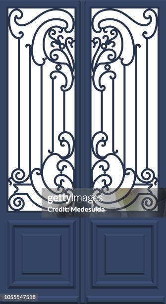 art nouveau door vector - front door stock illustrations