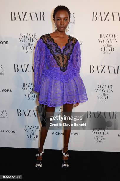 Nicole Atieno attends the Harper's Bazaar Women Of The Year Awards 2018, in partnership with Michael Kors and Mercedes-Benz, at Claridge's Hotel on...