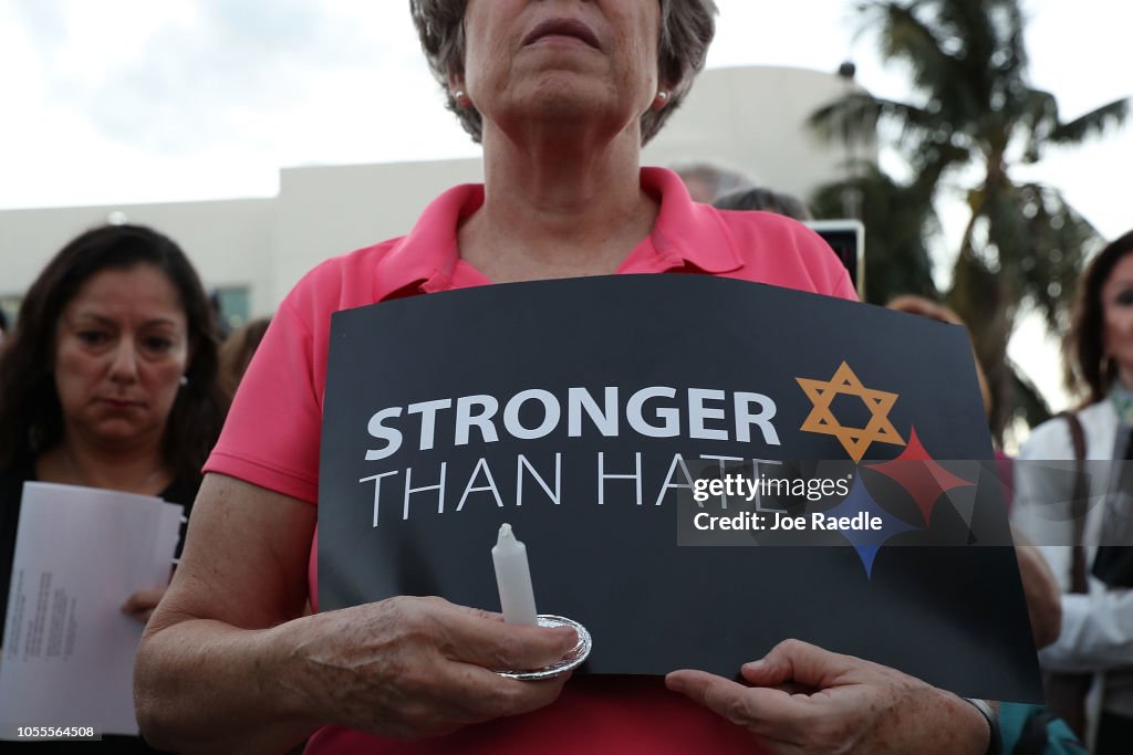 Vigil Held At Miami Beach Holocaust Memorial For Victims Of Synagogue Shooting