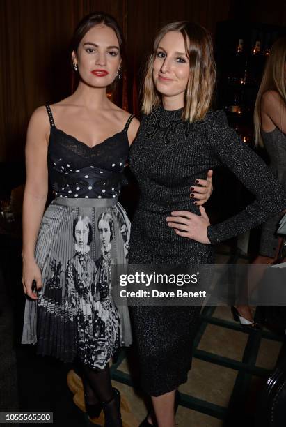 Lily James and Laura Carmichael attend the Harper's Bazaar Women Of The Year Awards 2018, in partnership with Michael Kors and Mercedes-Benz, at...